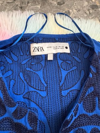 Vestido Zara Azul Bordado