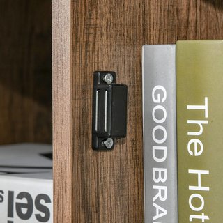 Mueble Multiusos Con Estantes Y Armario De Madera Con Puerta De Metal, Mueble Para Sala De Estar Y Cocina, 80X35X82Cm, Marrón Gris