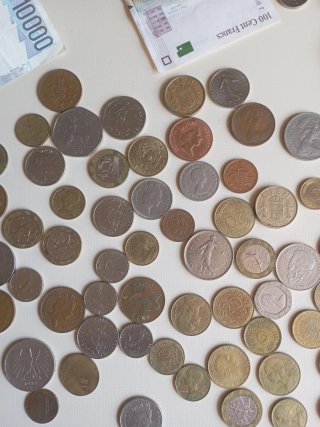 Lote monedas y billetes de segunda mano