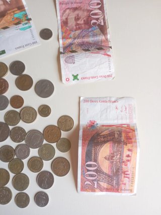Lote monedas y billetes de segunda mano