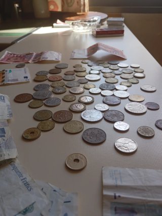 Lote monedas y billetes de segunda mano