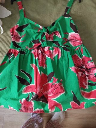 Top Zara Flores Verdes y Rosas