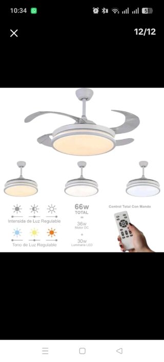 Ventilador Techo LED Blanco y Gris