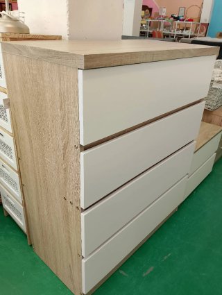 Cómoda 4 cajones Blanco y Madera