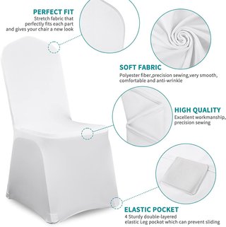 Fundas Elásticas para Sillas (Blanco, Poliéster)