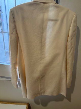 Americana Massimo Dutti Lino y Algodón Blanco roto