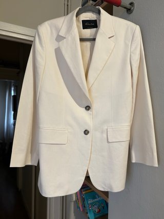 Americana Massimo Dutti Lino y Algodón Blanco roto