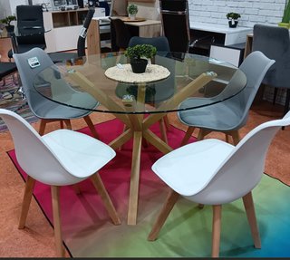 Mesa Comedor Cristal y 4 Sillas Comedor
