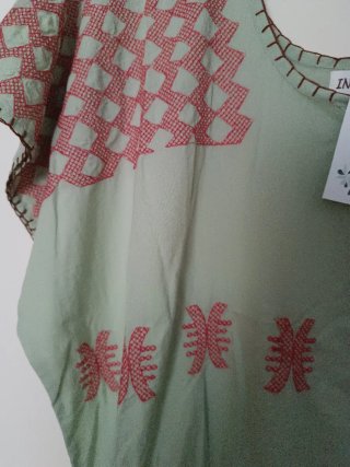 Vestido INGY verde y rosa talla única