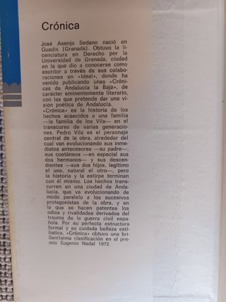 Libro. Crónica. José Asenjo Sedano.
