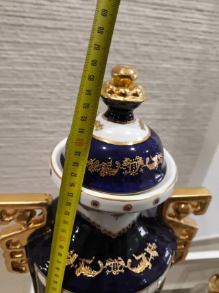 Jarrón Limoges Azul y Dorado Porcelana