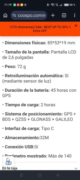 Ciclocomputador GPS Coospo CS500