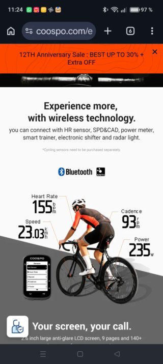 Ciclocomputador GPS Coospo CS500