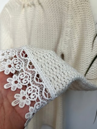 Jersey Zara Lana Crema Encaje