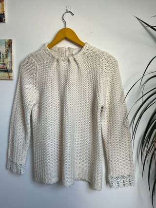 Jersey Zara Lana Crema Encaje