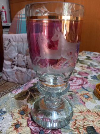 Calice Cristallo Bohemia Cavalli Incisi