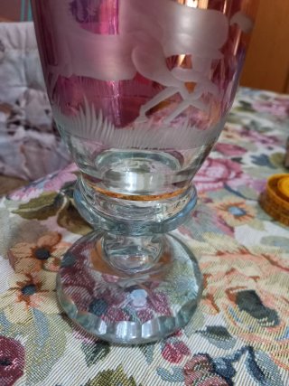 Calice Cristallo Bohemia Cavalli Incisi