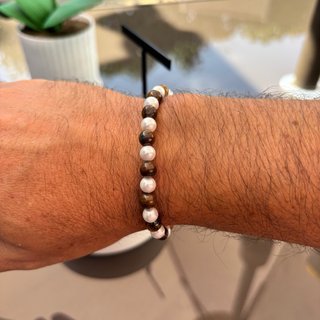 Pulsera artesanal perlas y ojo de tigre