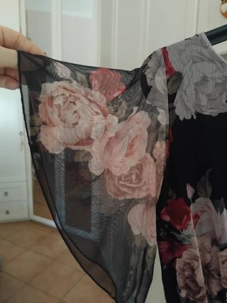 Abito lungo floreale nero