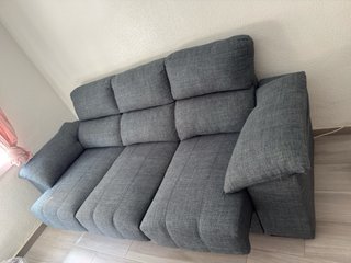 Sofá 3 plazas gris tela