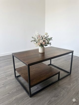 Mesa centro madera y metal estilo industrial
