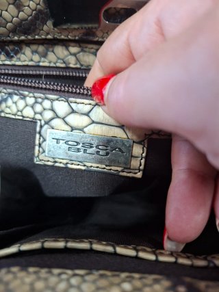 Borsa Toscana Pelle Effetto Pitone Beige e nero