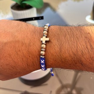 Pulsera Cruz Plata ley 925 y Acero Inoxidable
