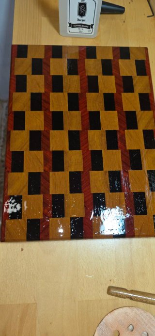 Tabla de cortar  madera maciza diseño damero