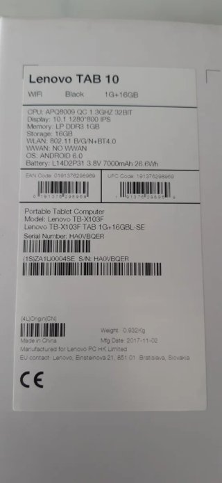 Tablet Lenovo Tab 10 TB-X103F 10