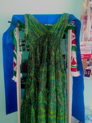Vestido verde estampado talla única
