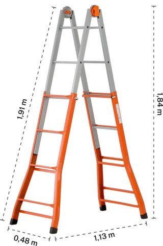 Escalera multiposición acero 16 peldaños