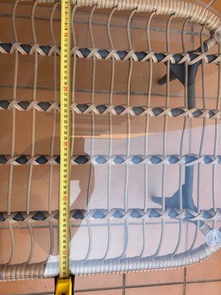 Mesa Madera Mimbre soporte cristal para terraza