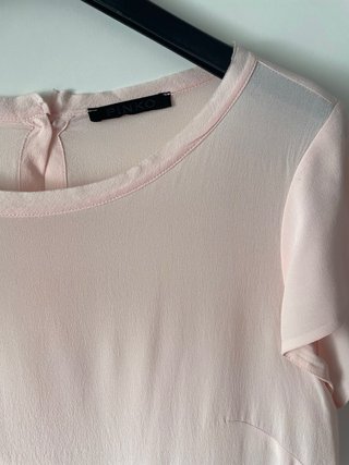 Vestido de seda rosa y naranja
