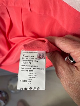 Vestido de seda rosa y naranja