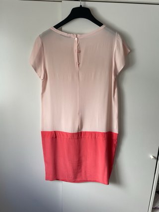 Vestido de seda rosa y naranja