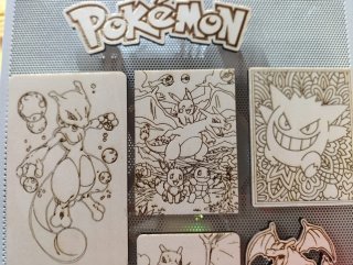 Set 8 Calamite Pokemon Legno incise a laser
