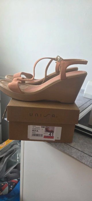 Cuñas Unisa Ante Beige/Rosa Talla 41