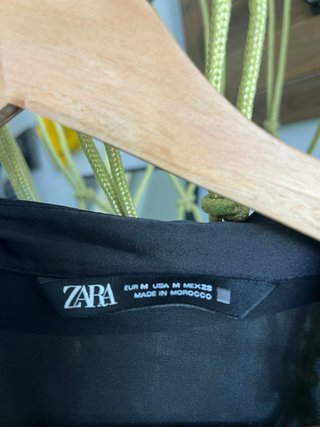Camisa Zara Negra Manga Larga Talla M