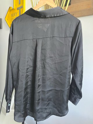 Camisa Zara Negra Manga Larga Talla M