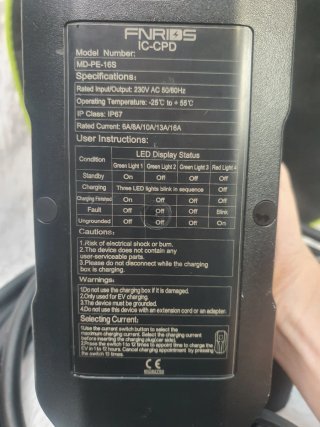 Cargador EV FNRIDS Tipo 2 16A + Bolsa