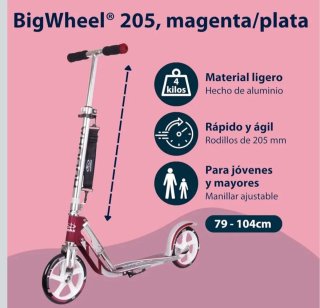 Patinete Hudora Bigwheel 205 Magenta/Plata