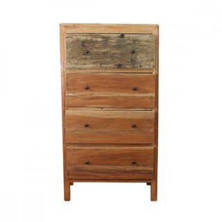 Cassettiera 4 Cassetti 70x40x130cm Legno Massello