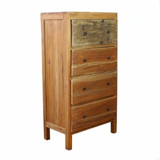 Cassettiera 4 Cassetti 70x40x130cm Legno Massello