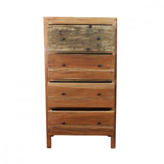 Cassettiera 4 Cassetti 70x40x130cm Legno Massello