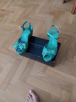 Sandalias Pons Quintana piel trenzada verde