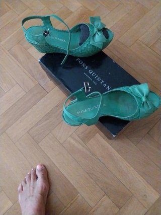 Sandalias Pons Quintana piel trenzada verde