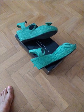 Sandalias Pons Quintana piel trenzada verde