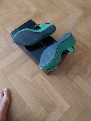 Sandalias Pons Quintana piel trenzada verde