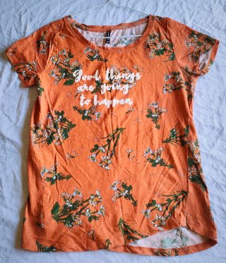Camiseta manga corta floral color naranja Talla S