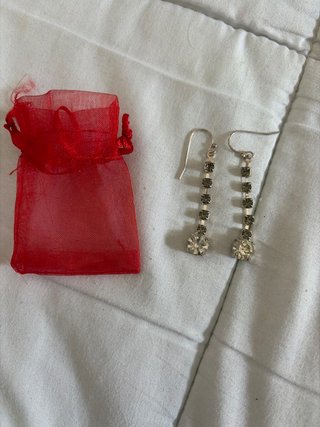 Pendientes largos fiesta strass plata